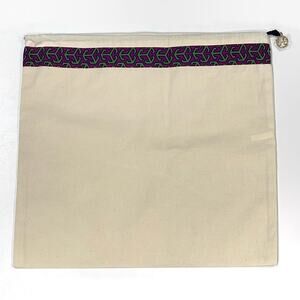 NEW Tory Burch Canvas Drawstring Dust Bag Storage Travel Gold Logo Charm Pull